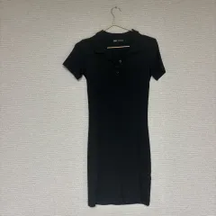 ZARA(ザラ) 黒 カラーネック 半袖 ミニ ワンピース