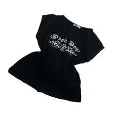 パンク y2k 黒 スティッフフィット レタリング ノースリーブ