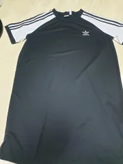 アディダス 3本線 半袖 Tシャツ ブラック/ホワイトワンピース