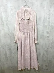 tocco closet トッコクローゼット りぼん付きシャーリング切替シルエットフラワープリント ワンピース sizeM/ピンク ■■ レディース