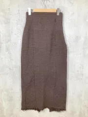 Louere ルエレ ツイード ハイウエスト ペンシル スリット ロング スカート sizeM/茶 ■■ レディース