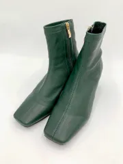NICAL ニカル レザー スクエアトゥ サイドファスナー ストレッチ ショート ブーツ sizeL/グリーン ■■ レディース