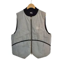 ステューシー STUSSY WASHED CANVAS PRIMALOFT VWST ベスト ダブルジップ ロゴ刺繍 ウォッシュ加工 S 水色 PO#6857200