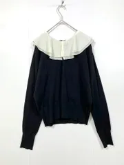 美品 OPAQUE.CLIP オペークドットクリップ 2way フリルカラー ニット セーター size38/M/黒 ■■ レディース