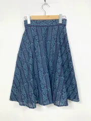 新品 PROPORTION プロポーション ボディドレッシング ひざ丈 レースフレア スカート size1/紺×緑 ■■ レディース