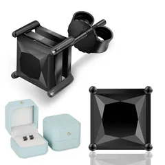 【新品】 KRKCメンズピアス：モアサナイトピアス シルバー925 0.5ct/1.0ct/1.5ct ブラックダイヤ 人工ダイヤモンド 20G 金属アレルギー対応 カプール 男女兼用 シンプル 人気誕生日/クリスマス/記念日プレゼント ギフトボックス（プ 1