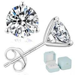 【新品】 KRKC ピアス モアッサナイト レディース/メンズピアス シルバー925 金属アレルギー対応 一粒ダイヤモンド モアサナイト ジュエリー スタッド 両耳用 誕生日ギフト 母の日プレゼント GRA証明カード付き シルバー/ゴルード 1