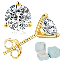 【新品】 KRKC ピアス モアッサナイト レディース/メンズピアス シルバー925 金属アレルギー対応 一粒ダイヤモンド モアサナイト ジュエリー スタッド 両耳用 誕生日ギフト 母の日プレゼント GRA証明カード付き シルバー/ゴルード 1