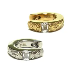 【新品】 ハワイアンジュエリー ピアス フープ 片耳用 キュービックジルコニア サージカル ステンレス 金属アレルギー対応 レディース スチールシルバー