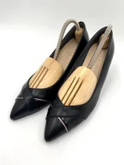 artemis by DIANA アルテミスバイダイアナ メタルライン切り替え 異素材 ミドルヒール パンプス size23.5/黒 ■■レディース