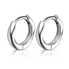 【新品】 LUXSTAR フープピアス ツイスト リング 太め 両耳セット ブラス メンズ レディース (外径12mm, シルバー) 0