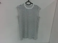 【TAKA71-40】◇タグ付き GU ジーユー ボーダーワッフルロングTシャツ Sサイズ ノースリーブ レディース