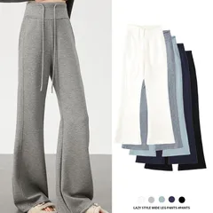 フレアパンツ レディース 春 秋 新作 ハイウエスト ウエストゴム 紐付き 着痩せ 体型カバー ベルボトム ブーツカット ワイドパンツ 美脚 脚長 無地 ロング丈 パンツ 部屋着 普段着 ルームウエア お出かけ カジュアル おしゃれ 冬 xiguo08