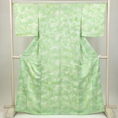 夏着物】身丈156cm 小紋 絽 白緑色 青紅葉 洗える 薄物 盛夏 - メルカリ