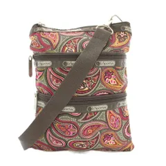 レスポートサック LesportSAC ショルダーバッグ 3段ファスナー ナイロン ペイズリー柄 グレー ピンク /YT ■BM