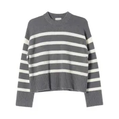 H ＆ M ( WOMEN ー S ) ウール ブレンド ストライプ パターン クロップド ニット トップス