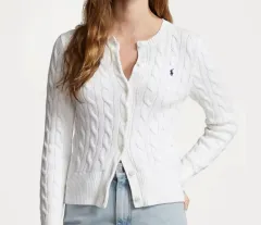 ポロ ラルフローレン 白 ケーブル カーディガン ニット