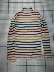 ◇ Θ プードゥドゥ POU DOU DOU マルチボーダーリブタートルネックカットソー レディース M E  【1603160016752】