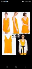 ZARA(ザラ) オレンジ Vネック ノースリーブ ワンピース