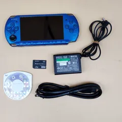 【D34815】ソニー プレイステーションポータブル PSP-3000 本体 ブルー バッテリー アダプタ 充電器
