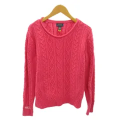 ポロ ラルフローレン POLO RALPH LAUREN 美品 現行 QRタグ ケーブルニット セーター ロールネック ロゴ 刺繍 XL ピンク 0319 ■MNK6