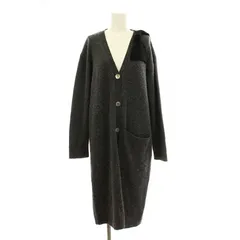 ネミカ NEMIKA KAORU YONEYAMA リボン付きVネックニットカーディガン 0006148 ロング 長袖 ウール 1 グレー 黒 ブラック /KU ■BM