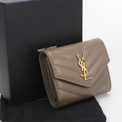 SAINT LAURENT サンローラン マルチフォールドウォレット モノグラム 692031 三つ折り財布 カーフ【中古】 レディース