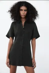 ZARA(ザラ) 黒 シャツ ミニ ワンピース xs
