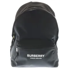 BURBERRY (バーバリー) ロゴプリント バックパック リュックサック ブラック ナイロン×レザー 8016109 シルバー金具