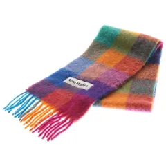 Acne Studios (アクネ ストゥディオズ) モヘア混 フリンジ付き チェック ロングマフラー マルチカラー CA0084