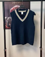 (送料無料)キッズ ネイビー ニット ベスト 150