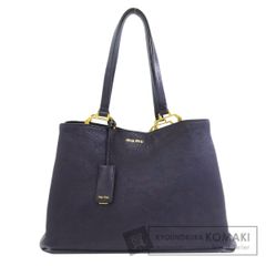 MIU MIU レザー トートバッグ ネイビー - メルカリ