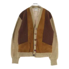 VINTAGE (ヴィンテージ) 60S JUILLIARD (ジュリアード) WOOL CARDIGAN スエード切替 ウール カーディガン ベージュ/ブラウン
