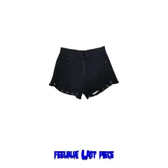 Grommet Hem Black Denim Shorts