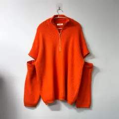 新品 ユニセックス ジップアップ ハーフジップ ニット