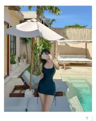 ブラック サイドスリット ワンピース 韓国ブランド