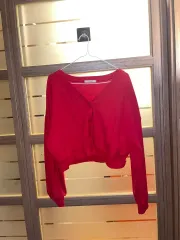 華奢フィット クロップド スウェット カーディガン