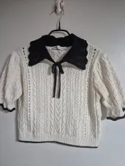 ZARA ブラック カラクロシェ ニット トップス