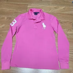 ポロ Ralph Lauren(ラルフローレン) ゴルフ ピンク 長袖 襟付きTシャツ ポロシャツ XS エラスチン
