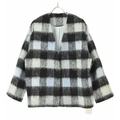 【PASSIONE】チェック シャギー ノーカラージャケット