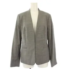 インディヴィ INDIVI ノーカラージャケット 肩パット入 40 グレー /TK ■BM