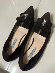 プラダ スウェード フラットシューズ ブラウン 240