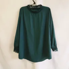 0219 LEE YOONJUNG エメラルド 緑 フリル ブラウス