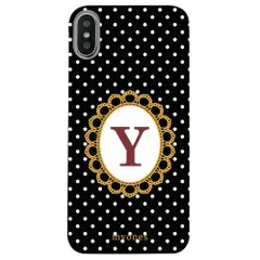 【新品未使用】iPhone13 Pro アイフォン13プロ クリア ハードケース ( 水玉模様  イニシャルY) ブラック ドット 水玉 イニシャル アルファベット