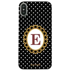 【新品未使用】iPhone15 Pro アイフォン15プロ クリア ハードケース ( 水玉模様  イニシャルE) ブラック ドット 水玉 イニシャル アルファベット