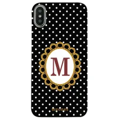 【新品未使用】Galaxy A55 5G SC-53E SCG27 ギャラクシー クリア ハードケース ( 水玉模様  イニシャルM) ブラック ドット 水玉 イニシャル アルファベット
