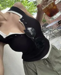 折り ボタン ノースリーブ