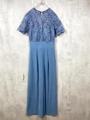 LAGUNAMOON ラグナムーン LADY オーバーレースワイドパンツドレス オールインワン sizeS/青 ■■◎レディース
