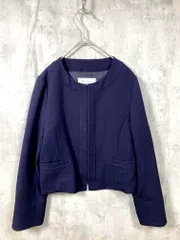 Rope Picnic ロペピクニック GDV-1501-A パイピング グログラン ノーカラー ジャケット size38/紺 ■■レディース