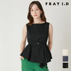 【即納】 フレイアイディー FRAY I.D トップス 26春夏 アシメペプラムチュニック ノースリーブ ミドル丈 ブラウス アシンメトリー 柄 無地 fwfb261105